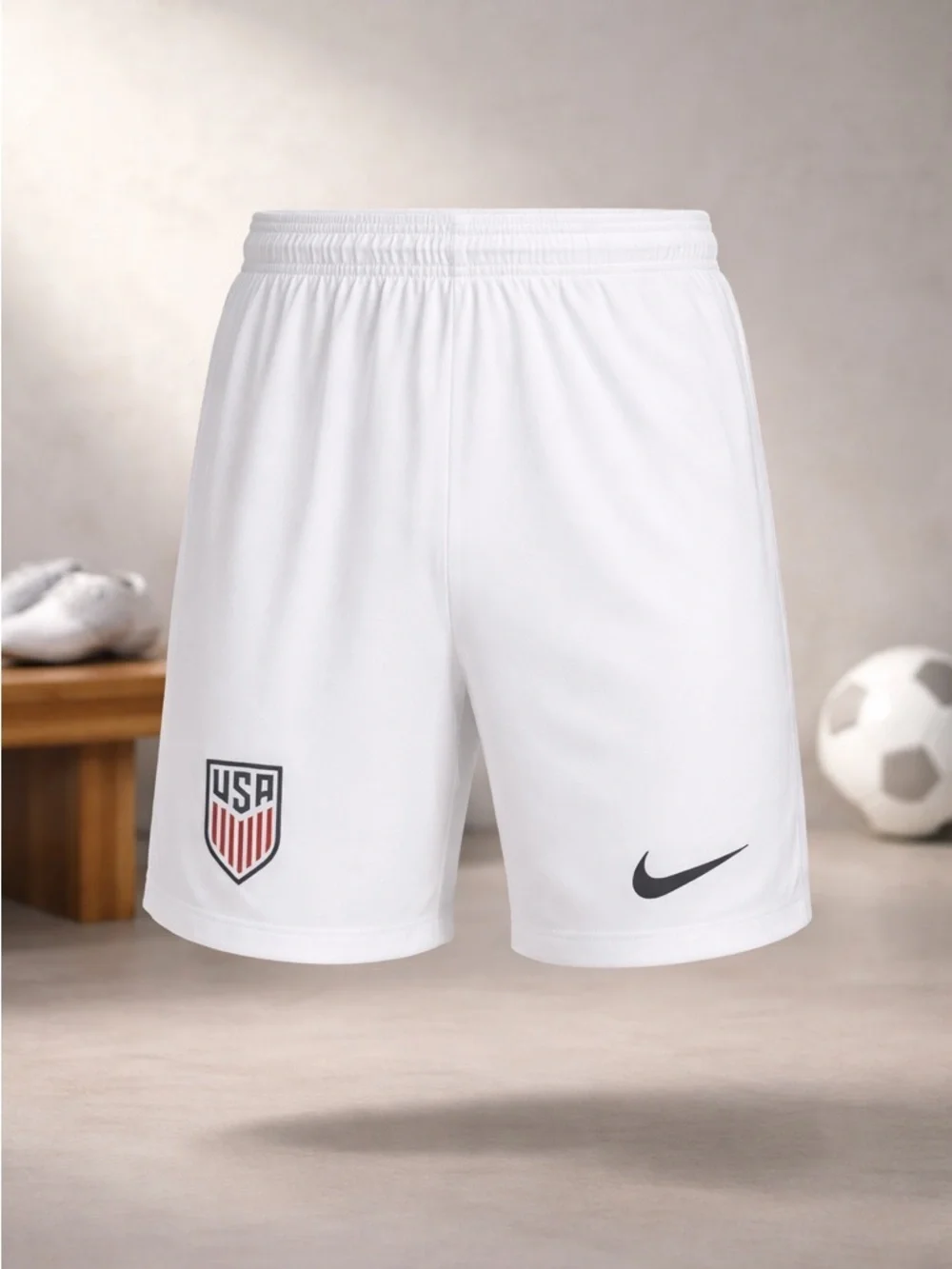 NWT NIKE Youth Unisex White USA Soccer Athletic Shorts - Size XL